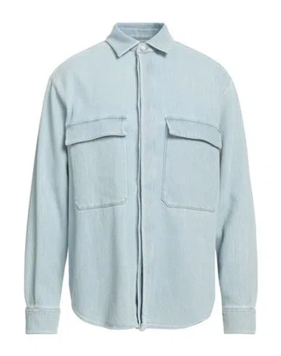 Giorgio Armani Man Denim Shirt Azure Size 42 Cotton In Blue