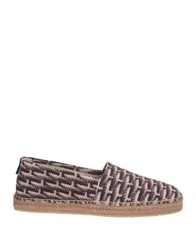 Giorgio Armani Man Espadrilles Midnight Blue Size 9 Goat Skin, Calfskin In Brown