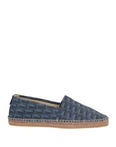 Giorgio Armani Man Espadrilles Navy Size 9 Goat Skin, Calfskin In Blue
