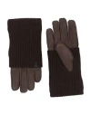 Giorgio Armani Man Gloves Dark Brown Size L Lambskin, Cashmere In Brown