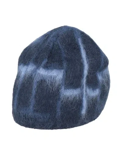 Giorgio Armani Man Hat Navy Size L Mohair Wool, Polyamide, Wool In Blue