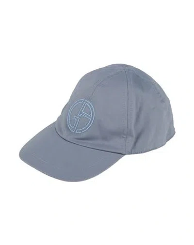 Giorgio Armani Man Hat Slate Blue Size L Cotton, Elastane
