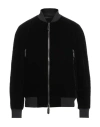 Giorgio Armani Velvet Bomber With Ribbed Accents In Black