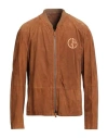 Giorgio Armani Man Jacket Camel Size 48 Lambskin, Cotton, Cashmere, Polyester In Brown