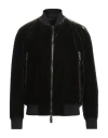 Giorgio Armani Velvet Bomber With Ribbed Accents In Black