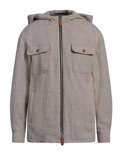 Giorgio Armani Man Jacket Khaki Size 42 Virgin Wool, Calfskin In Beige