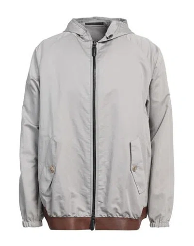 Giorgio Armani Man Jacket Light Grey Size 46 Cotton, Silk, Lambskin
