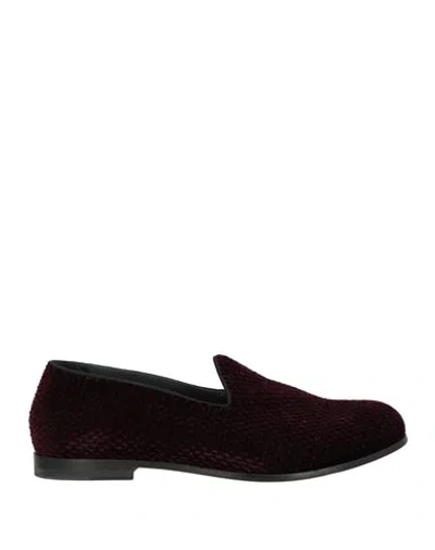 Giorgio Armani Man Loafers Plum Size 9 Textile Fibers In Purple