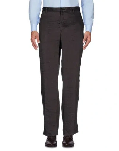 Giorgio Armani Man Pants Dark Brown Size 40 Linen, Silk In Gray