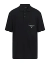 Giorgio Armani Black Embroidered Polo In Uc99 Nero