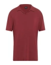 Giorgio Armani Man Polo Shirt Brick Red Size 46 Viscose, Elastane In Red