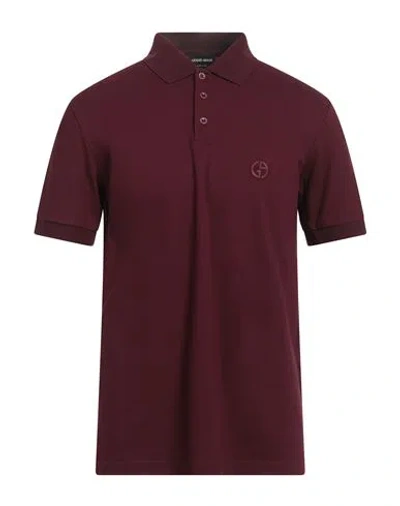 Giorgio Armani Man Polo Shirt Burgundy Size 42 Cotton, Elastane In Red