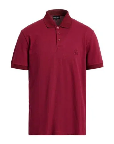 Giorgio Armani Man Polo Shirt Garnet Size 44 Cotton, Elastane In Red