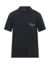 Giorgio Armani Man Polo Shirt Midnight Blue Size 48 Viscose, Elastane, Polyester In Blue