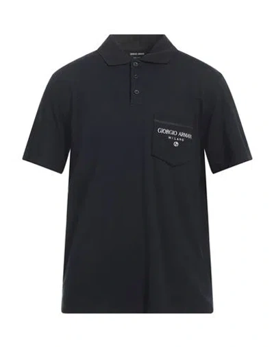 Giorgio Armani Man Polo Shirt Midnight Blue Size 48 Viscose, Elastane, Polyester