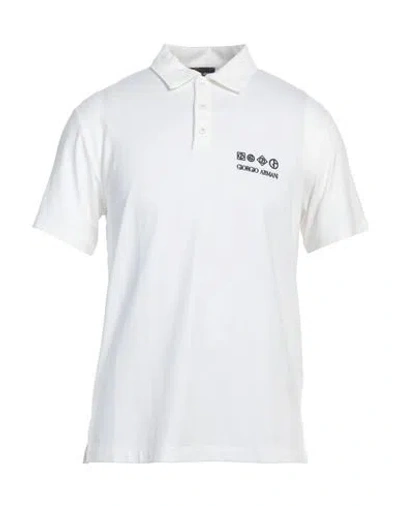 Giorgio Armani Man Polo Shirt Off White Size 42 Viscose, Elastane