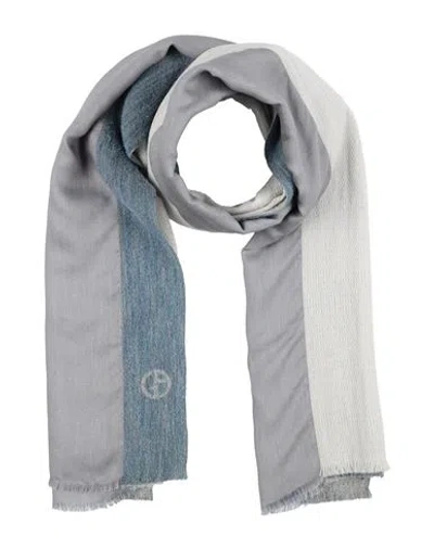 Giorgio Armani Man Scarf Grey Size - Virgin Wool, Viscose, Silk, Polyamide In Gray