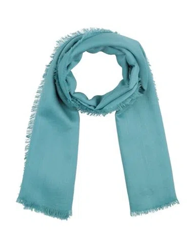 Giorgio Armani Man Scarf Turquoise Size - Cashmere, Silk In Blue