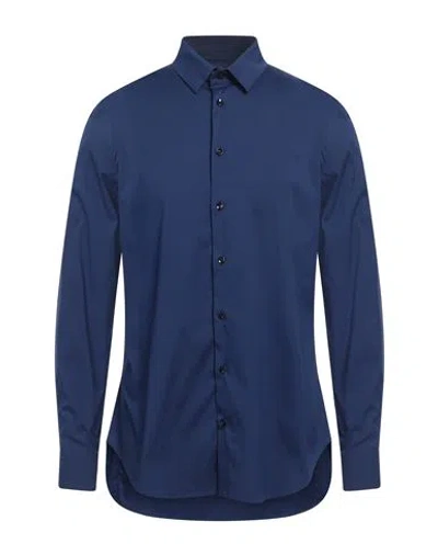 Giorgio Armani Man Shirt Blue Size 17 ½ Cotton, Polyamide, Elastane