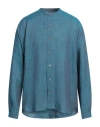 Giorgio Armani Man Shirt Deep Teal Size 17 Linen In Green
