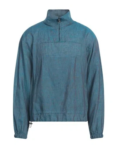 Giorgio Armani Man Shirt Deep Teal Size Xl Linen In Green