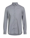 Giorgio Armani Man Shirt Grey Size 17 ½ Cotton, Polyamide, Elastane In Blue