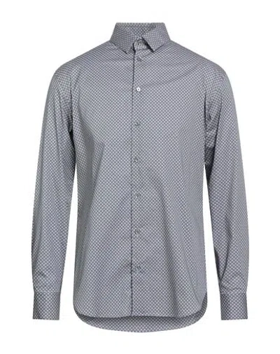 Giorgio Armani Man Shirt Grey Size 17 ½ Cotton, Polyamide, Elastane In Blue
