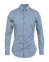 Giorgio Armani Man Shirt Lead Size 15 ¾ Cotton, Polyamide, Elastane In Blue