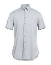 Giorgio Armani Man Shirt Light Grey Size 17 ½ Cotton, Polyamide, Elastane In Grey
