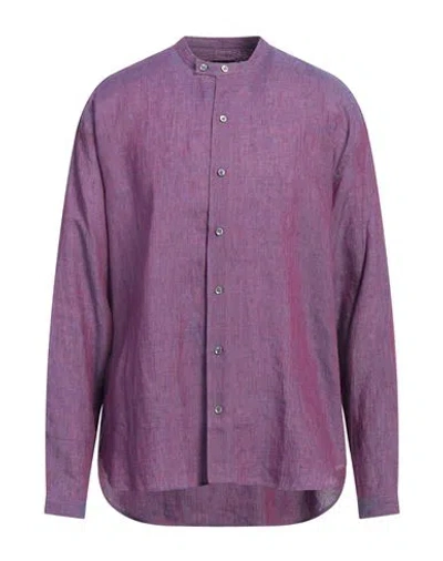 Giorgio Armani Man Shirt Mauve Size 17 Linen In Purple