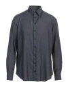 Giorgio Armani Man Shirt Midnight Blue Size 17 Lyocell, Silk In Blue