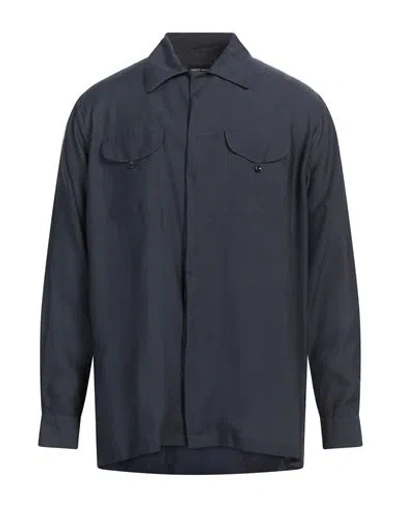 Giorgio Armani Man Shirt Midnight Blue Size 15 ¾ Lyocell, Silk