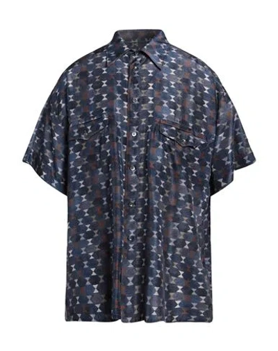 Giorgio Armani Man Shirt Midnight Blue Size 17 Silk