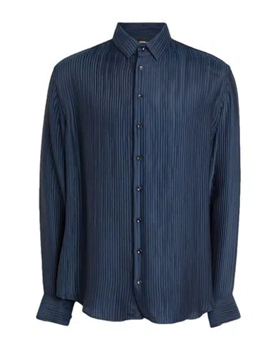 Giorgio Armani Man Shirt Midnight Blue Size 17 Viscose, Silk
