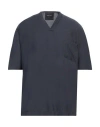 Giorgio Armani Man Shirt Midnight Blue Size S Lyocell, Silk