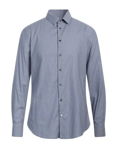 Giorgio Armani Man Shirt Navy Size 15 ¾ Cotton, Elastane In Navy Blue