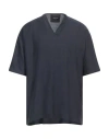 Giorgio Armani Man Shirt Navy Size S Lyocell, Silk In Navy Blue