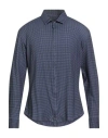 Giorgio Armani Man Shirt Navy Size 17 ½ Cotton, Elastane In Blue