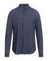 Giorgio Armani Man Shirt Navy Size 17 ½ Cotton, Elastane In Blue
