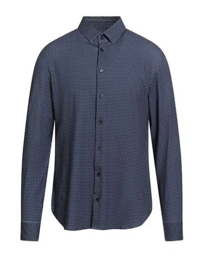 GIORGIO ARMANI GIORGIO ARMANI MAN SHIRT NAVY SIZE 17 ½ COTTON, ELASTANE