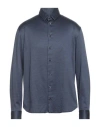 Giorgio Armani Man Shirt Navy Size 17 ½ Cotton, Polyamide In Blue