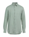 Giorgio Armani Man Shirt Sage Green Size 17 Linen In Sage Green