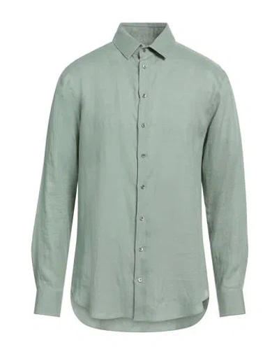 Giorgio Armani Man Shirt Sage Green Size 17 Linen
