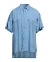 Giorgio Armani Man Shirt Sky Blue Size 17 ½ Lyocell, Silk