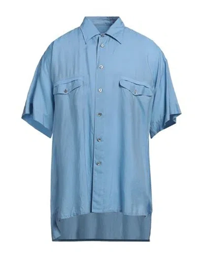 Giorgio Armani Man Shirt Sky Blue Size 17 ½ Lyocell, Silk
