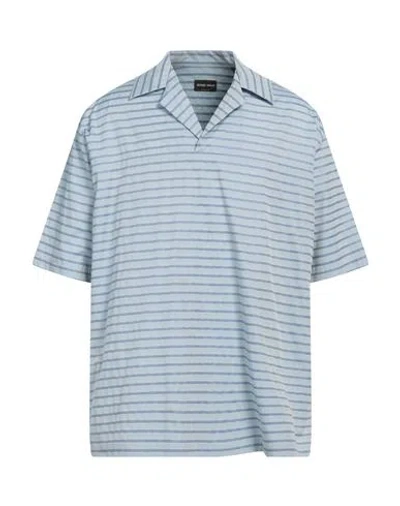 Giorgio Armani Man Shirt Sky Blue Size L Cotton