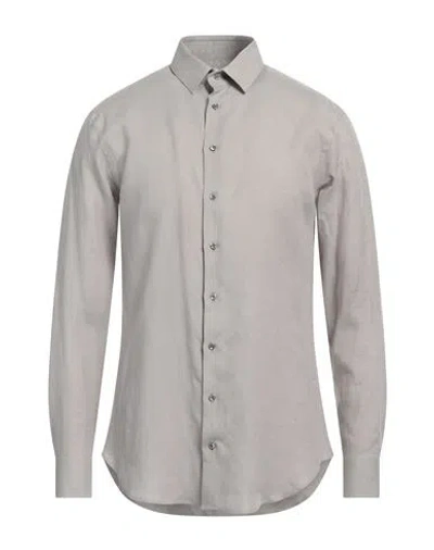 Giorgio Armani Man Shirt Taupe Size 16 Linen In Grey