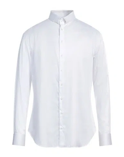 Giorgio Armani Hidden Button Long Sleeve Shirt In White Cotton
