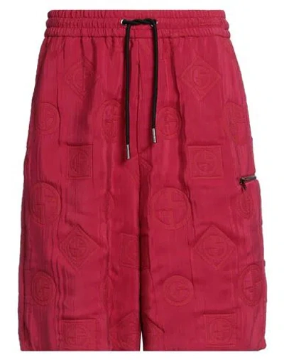 Giorgio Armani Man Shorts & Bermuda Shorts Brick Size 34 Polyester, Cupro, Polyamide In Red