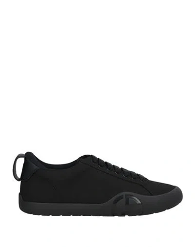 Giorgio Armani Man Sneakers Black Size 11 Textile Fibers, Leather In Black